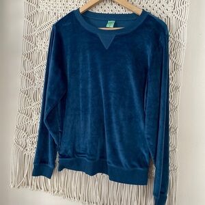 HoneyDew blue velour pullover athletic athleisure sweatshirt top sz medi…